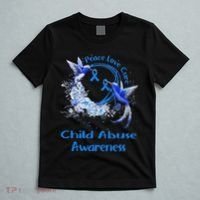 Hummingbird Peace Love Cure Child Abuse Awareness T-Shirt thumb 5