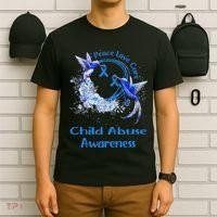Hummingbird Peace Love Cure Child Abuse Awareness T-Shirt thumb 6