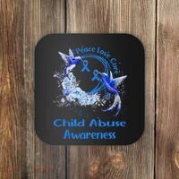 Hummingbird Peace Love Cure Child Abuse Awareness Coaster thumb 0