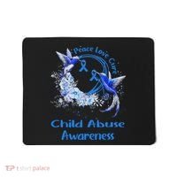 Hummingbird Peace Love Cure Child Abuse Awareness Mousepad thumb 0