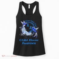 Hummingbird Peace Love Cure Child Abuse Awareness Women's Tank Top thumb 0