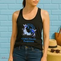 Hummingbird Peace Love Cure Child Abuse Awareness Women's Tank Top thumb 2