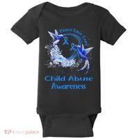 Hummingbird Peace Love Cure Child Abuse Awareness Baby Bodysuit thumb 0