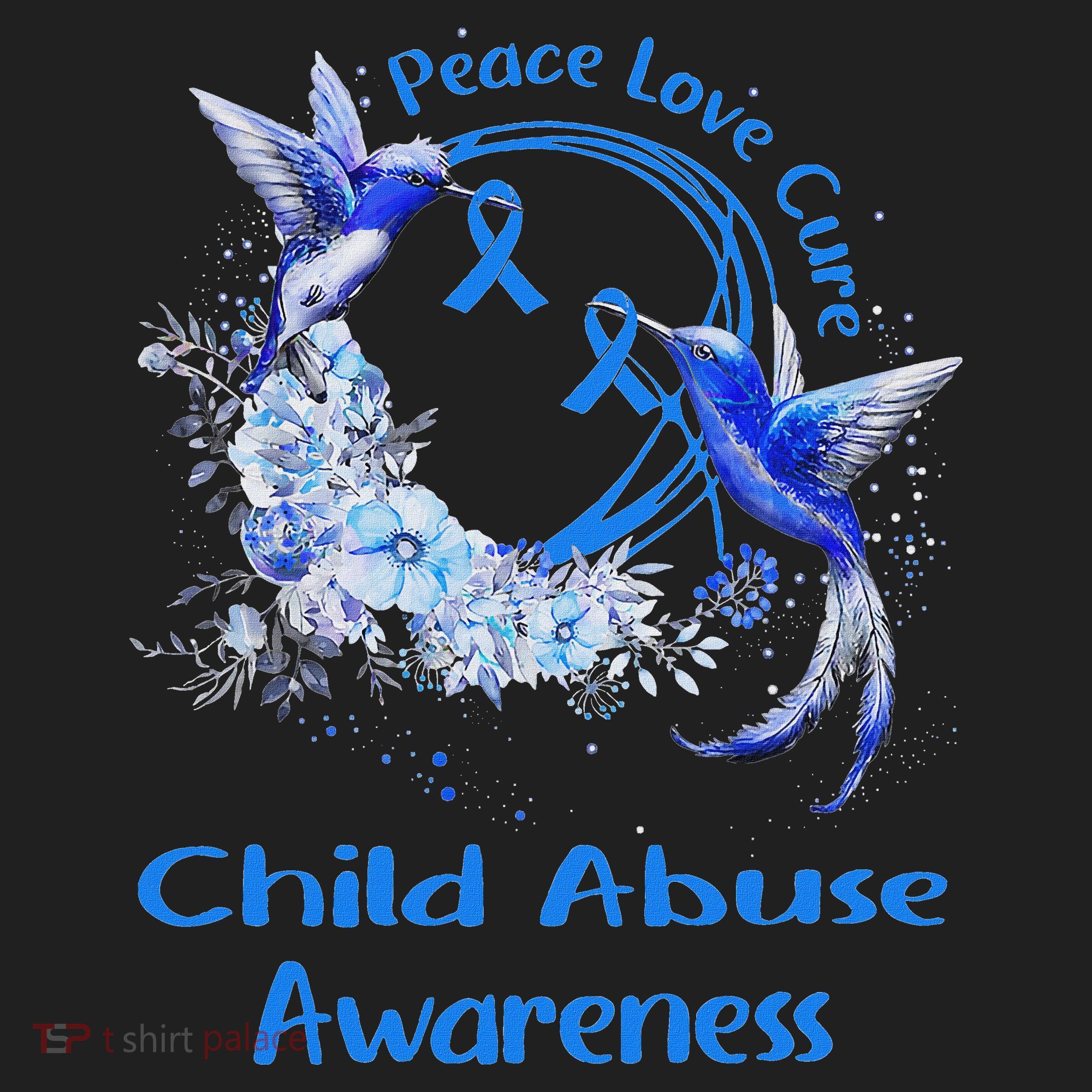 Hummingbird Peace Love Cure Child Abuse Awareness Hat