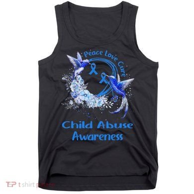 Hummingbird Peace Love Cure Child Abuse Awareness Tank Top