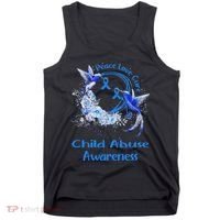 Hummingbird Peace Love Cure Child Abuse Awareness Tank Top thumb 0