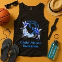Hummingbird Peace Love Cure Child Abuse Awareness Tank Top thumb 4