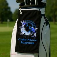 Hummingbird Peace Love Cure Child Abuse Awareness Golf Towel thumb 2