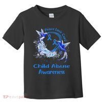 Hummingbird Peace Love Cure Child Abuse Awareness Toddler T-Shirt thumb 0