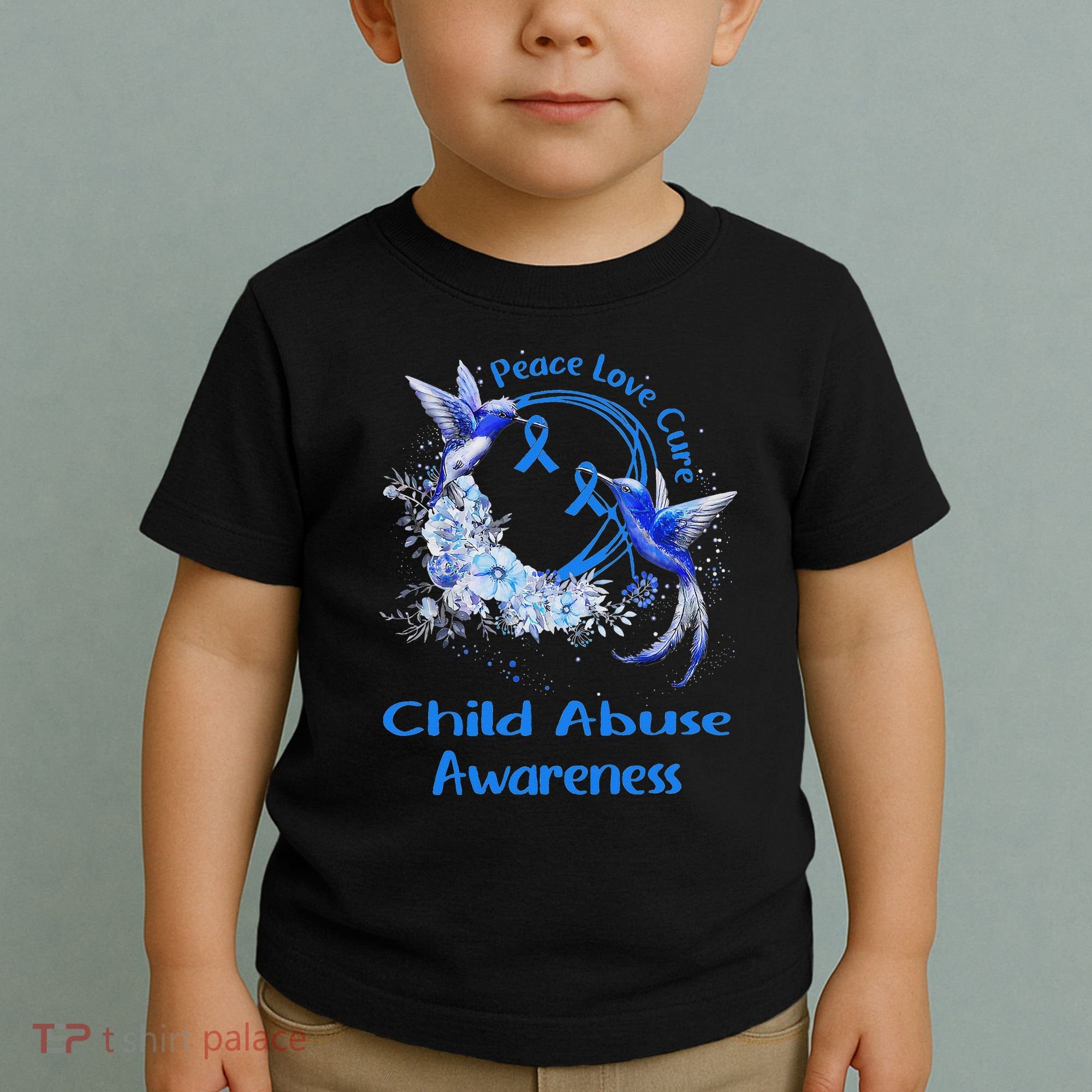 Hummingbird Peace Love Cure Child Abuse Awareness Toddler T-Shirt