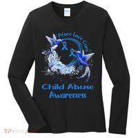 Hummingbird Peace Love Cure Child Abuse Awareness Women's Long Sleeve Shirt thumb 0