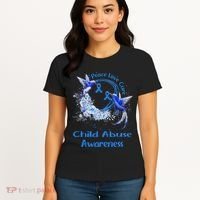 Hummingbird Peace Love Cure Child Abuse Awareness Women's T-Shirt thumb 4
