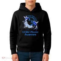 Hummingbird Peace Love Cure Child Abuse Awareness Kids Hoodie thumb 4