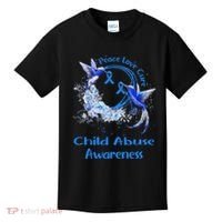 Hummingbird Peace Love Cure Child Abuse Awareness Kids T-Shirt thumb 0