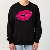 Hot Pink Lips Neon 80s Lipstick Party Women's Sweatshirt thumb 0