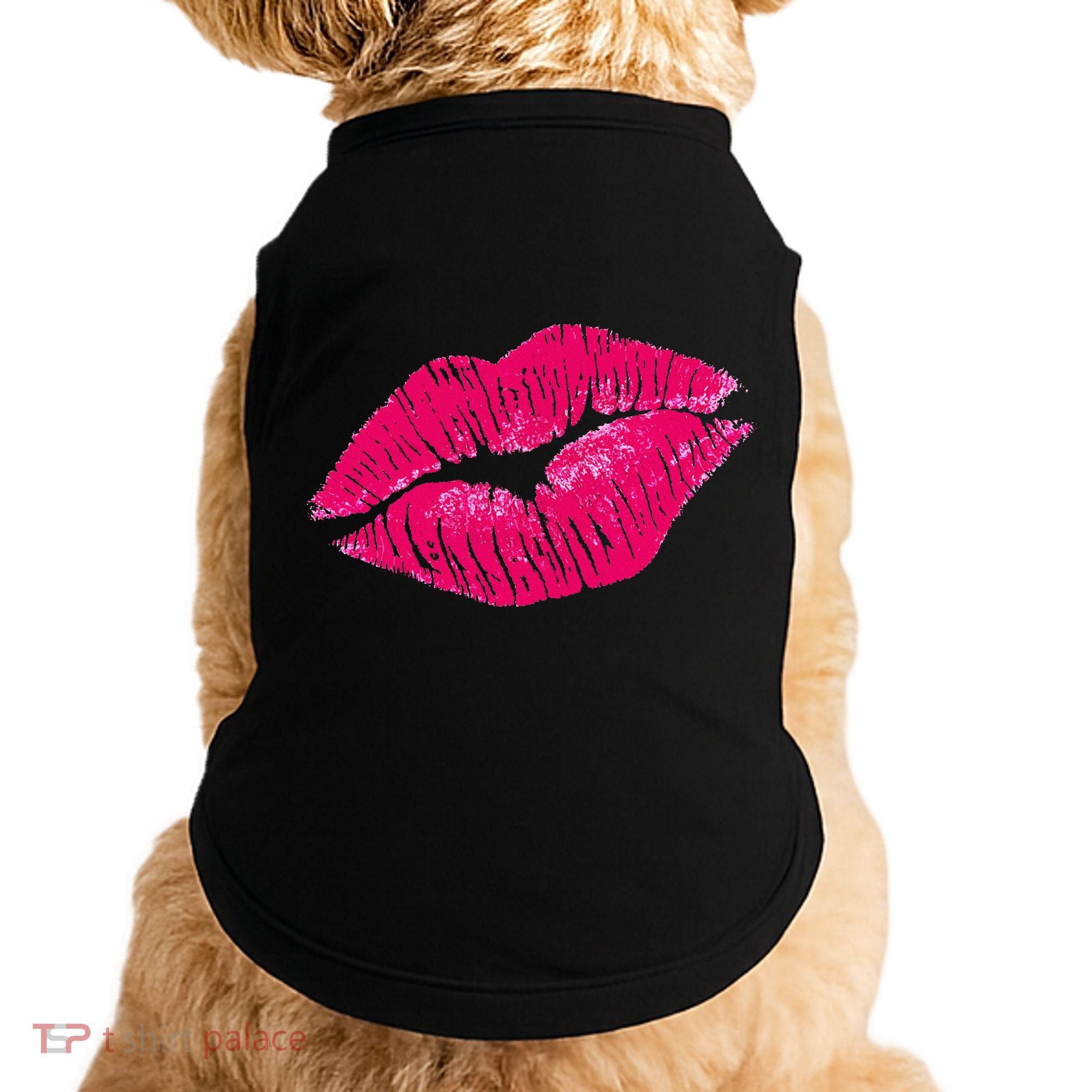 Hot Pink Lips Neon 80s Lipstick Party Doggie Tank
