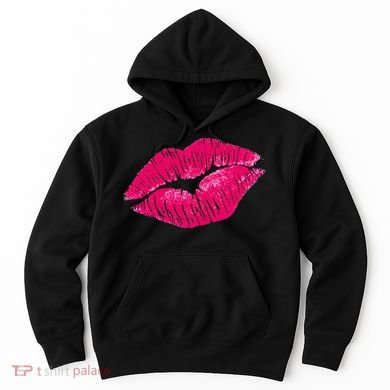 Hot Pink Lips Neon 80s Lipstick Party Hoodie