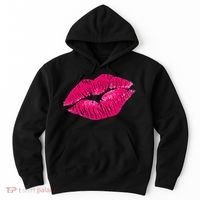 Hot Pink Lips Neon 80s Lipstick Party Hoodie thumb 0