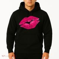 Hot Pink Lips Neon 80s Lipstick Party Hoodie thumb 2