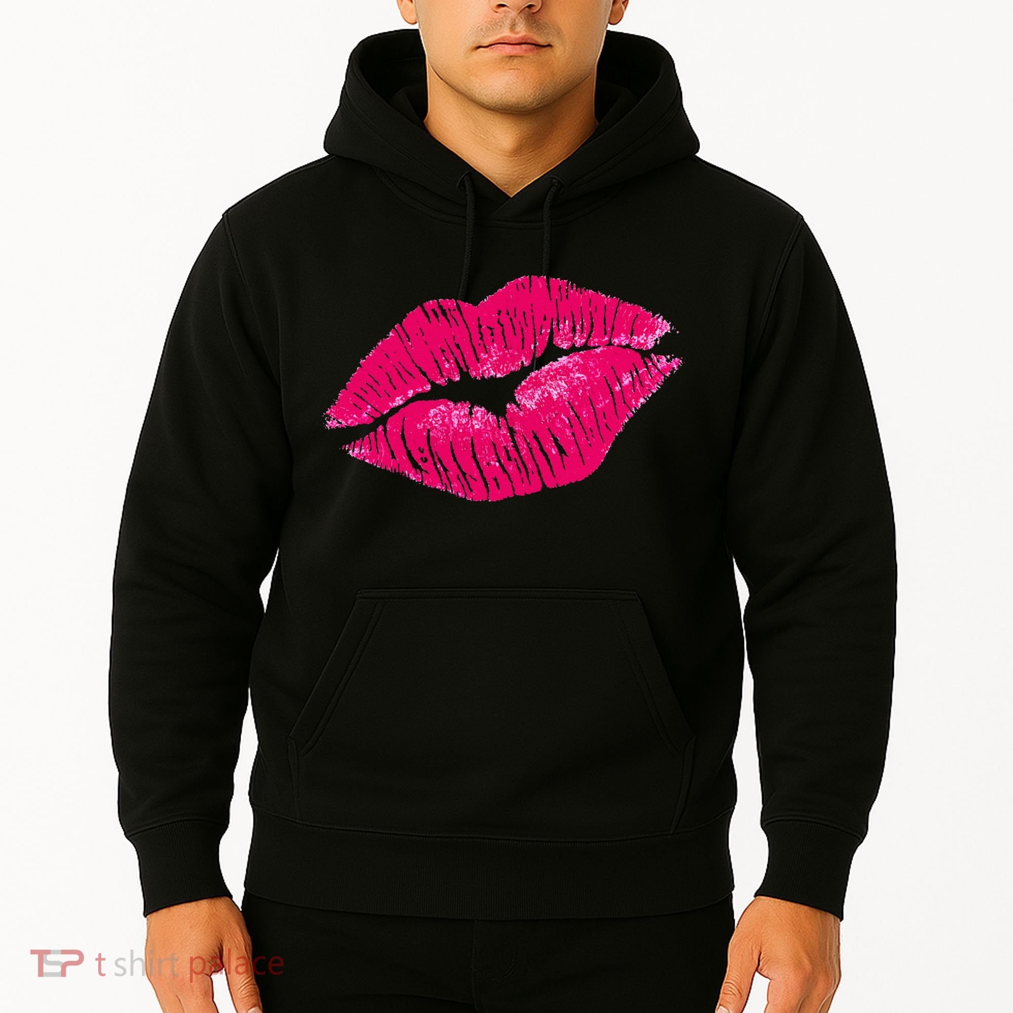 Hot Pink Lips Neon 80s Lipstick Party Hoodie