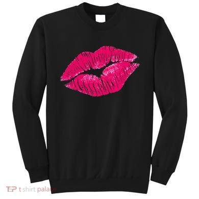 Hot Pink Lips Neon 80s Lipstick Party Sweatshirt