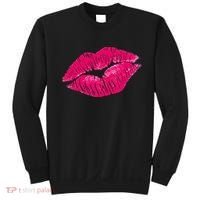 Hot Pink Lips Neon 80s Lipstick Party Sweatshirt thumb 0