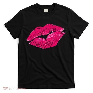 Hot Pink Lips Neon 80s Lipstick Party T-Shirt