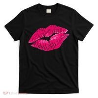 Hot Pink Lips Neon 80s Lipstick Party T-Shirt thumb 0