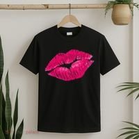 Hot Pink Lips Neon 80s Lipstick Party T-Shirt thumb 2