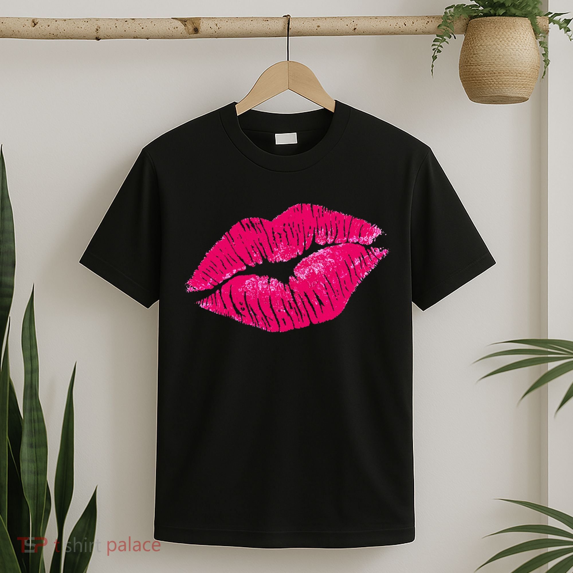 Hot Pink Lips Neon 80s Lipstick Party T-Shirt