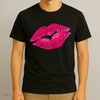 Hot Pink Lips Neon 80s Lipstick Party T-Shirt thumb 3