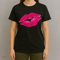Hot Pink Lips Neon 80s Lipstick Party T-Shirt thumb 4