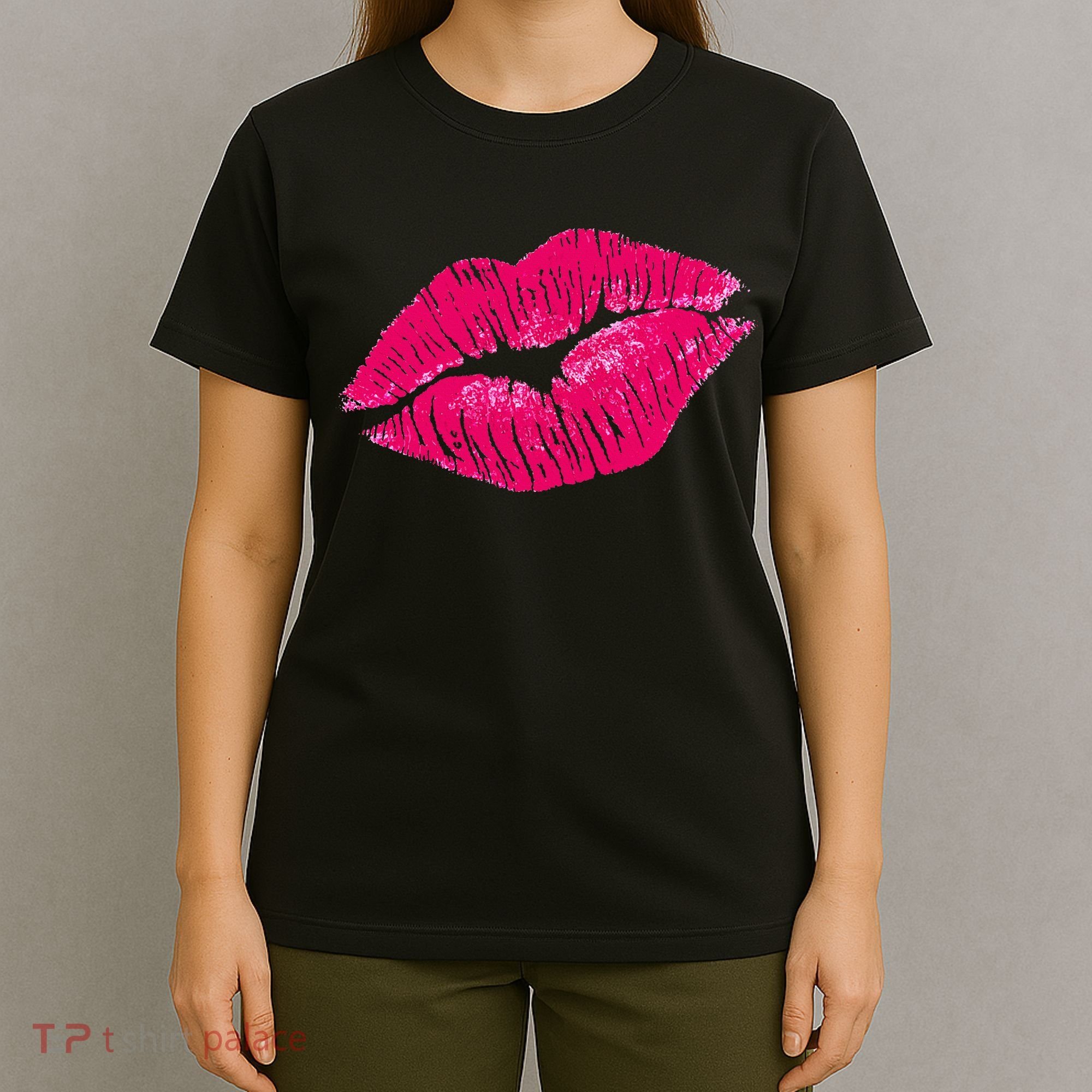 Hot Pink Lips Neon 80s Lipstick Party T-Shirt