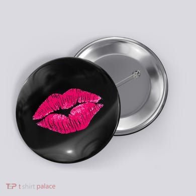 Hot Pink Lips Neon 80s Lipstick Party Button