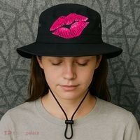 Hot Pink Lips Neon 80s Lipstick Party Bucket Hat thumb 3