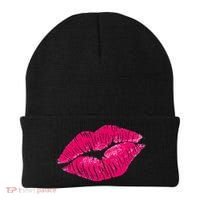 Hot Pink Lips Neon 80s Lipstick Party Beanie thumb 0