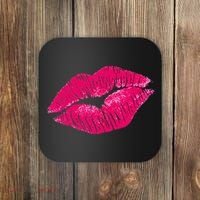 Hot Pink Lips Neon 80s Lipstick Party Coaster thumb 0
