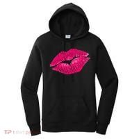 Hot Pink Lips Neon 80s Lipstick Party Women's Hoodie thumb 0
