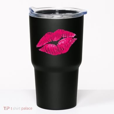 Hot Pink Lips Neon 80s Lipstick Party Tumbler
