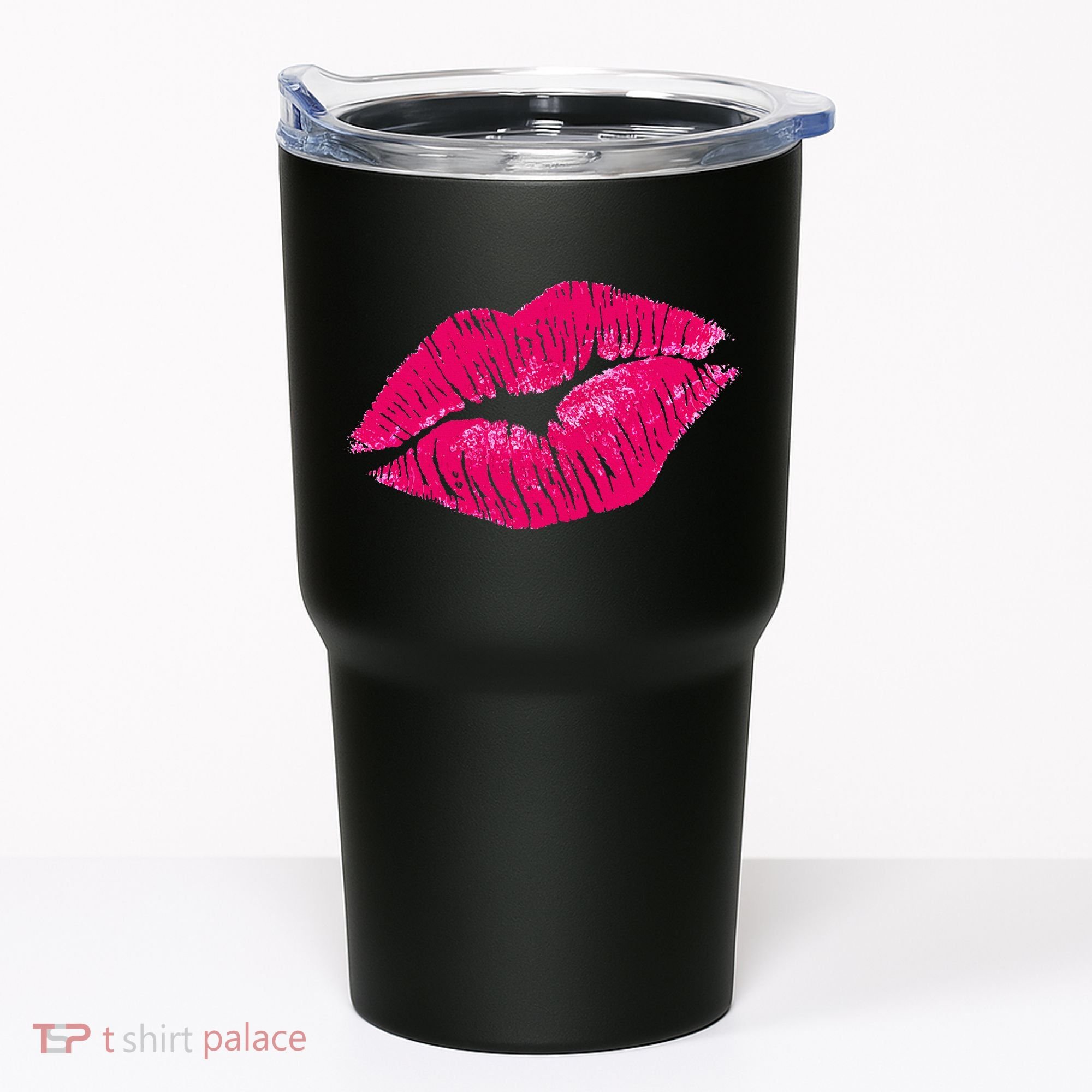 Hot Pink Lips Neon 80s Lipstick Party Tumbler
