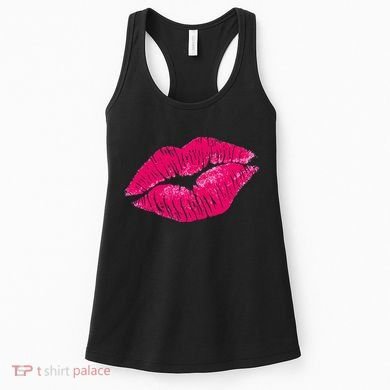 Hot Pink Lips Neon 80s Lipstick Party Women's Tank Top