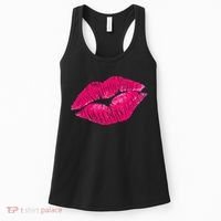 Hot Pink Lips Neon 80s Lipstick Party Women's Tank Top thumb 0