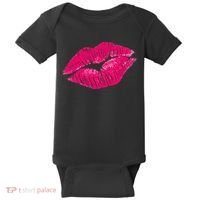 Hot Pink Lips Neon 80s Lipstick Party Baby Bodysuit thumb 0