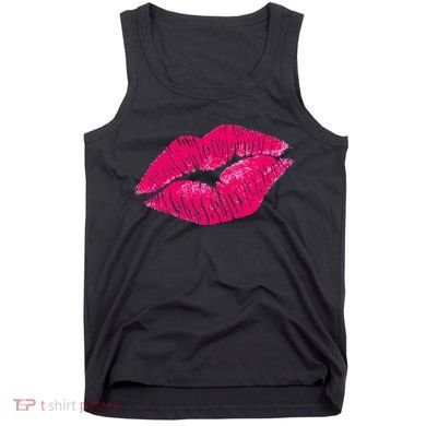 Hot Pink Lips Neon 80s Lipstick Party Tank Top