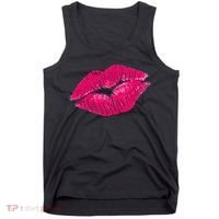 Hot Pink Lips Neon 80s Lipstick Party Tank Top thumb 0