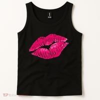 Hot Pink Lips Neon 80s Lipstick Party Tank Top thumb 2