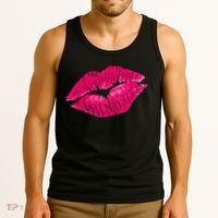 Hot Pink Lips Neon 80s Lipstick Party Tank Top thumb 3