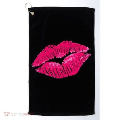 Hot Pink Lips Neon 80s Lipstick Party Golf Towel