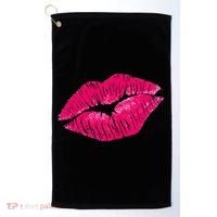 Hot Pink Lips Neon 80s Lipstick Party Golf Towel thumb 0