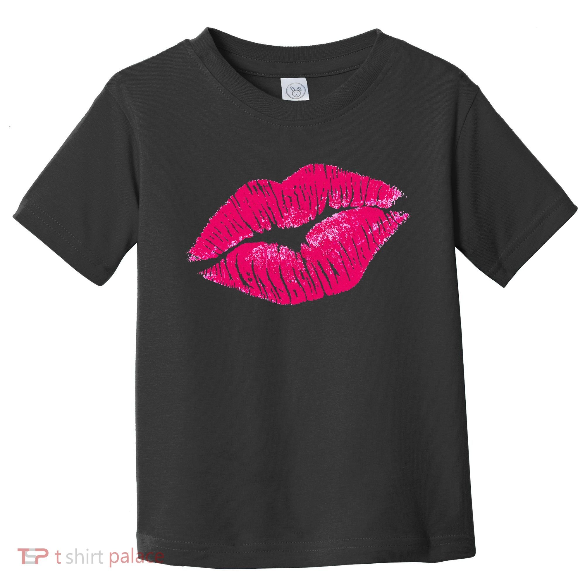 Hot Pink Lips Neon 80s Lipstick Party Toddler T-Shirt